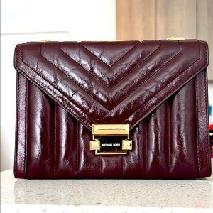 Michael Kors Whitney Burgundy Quilted Leather Bag